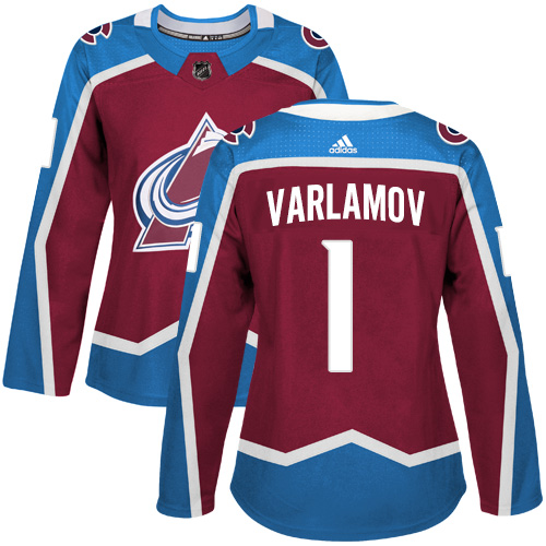 Adidas Avalanche #1 Semyon Varlamov Burgundy Home Authentic Women's Stitched NHL Jersey